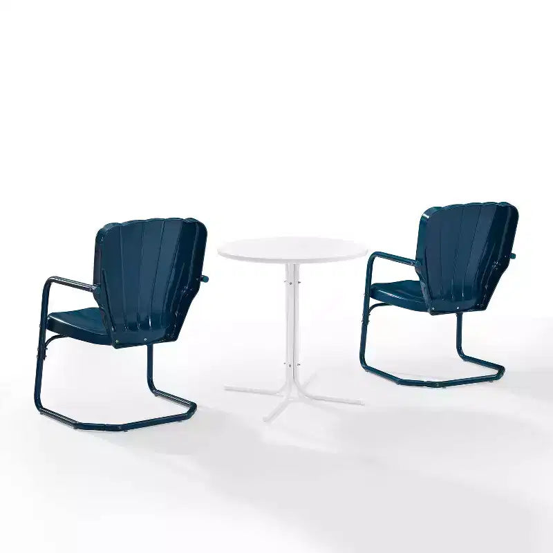 Ridgeland 3pc Outdoor Bistro Set with Table & 2 Chairs - Navy Gloss - Crosley