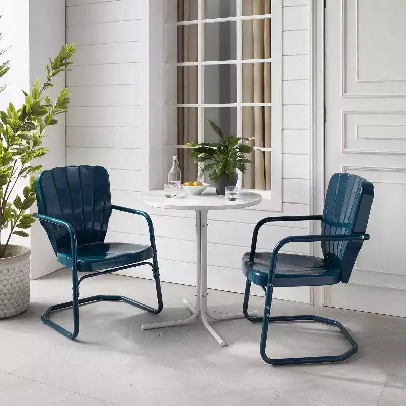 Ridgeland 3pc Outdoor Bistro Set with Table & 2 Chairs - Navy Gloss - Crosley