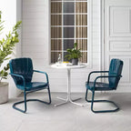 Ridgeland 3pc Outdoor Bistro Set with Table & 2 Chairs - Navy Gloss - Crosley