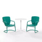 Ridgeland 3pc Outdoor Bistro Set with Table & 2 Chairs - Turquoise Gloss - Crosley