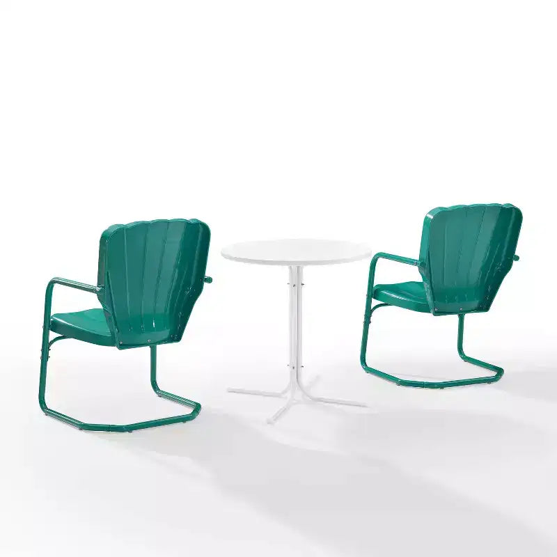 Ridgeland 3pc Outdoor Bistro Set with Table & 2 Chairs - Turquoise Gloss - Crosley