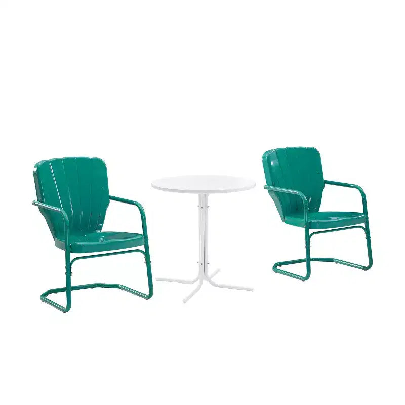 Ridgeland 3pc Outdoor Bistro Set with Table & 2 Chairs - Turquoise Gloss - Crosley