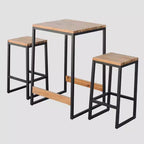 Berlin 3pc Patio Bistro Set - Merry Products: Acacia & Steel, Water-Resistant, 2 Stools with Table