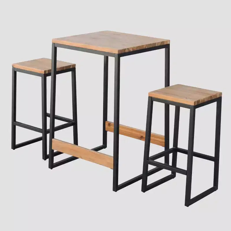 Berlin 3pc Patio Bistro Set - Merry Products: Acacia & Steel, Water-Resistant, 2 Stools with Table