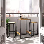 Berlin 3pc Patio Bistro Set - Merry Products: Acacia & Steel, Water-Resistant, 2 Stools with Table