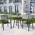 3pc Metal Table & Chairs - Black - Captiva Designs: Powder-Coated Steel Bistro Set, Weather-Resistant