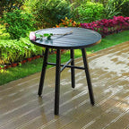 3pc Metal Table & Chairs - Black - Captiva Designs: Powder-Coated Steel Bistro Set, Weather-Resistant