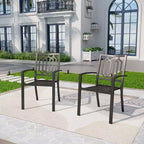 3pc Metal Table & Chairs - Black - Captiva Designs: Powder-Coated Steel Bistro Set, Weather-Resistant