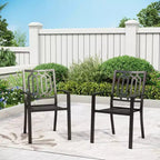 3pc Metal Table & Chairs - Black - Captiva Designs: Powder-Coated Steel Bistro Set, Weather-Resistant