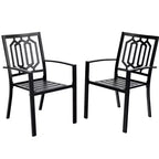 3pc Metal Table & Chairs - Black - Captiva Designs: Powder-Coated Steel Bistro Set, Weather-Resistant
