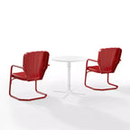 Ridgeland 3pc Outdoor Bistro Set with Table & 2 Chairs - Red - Crosley