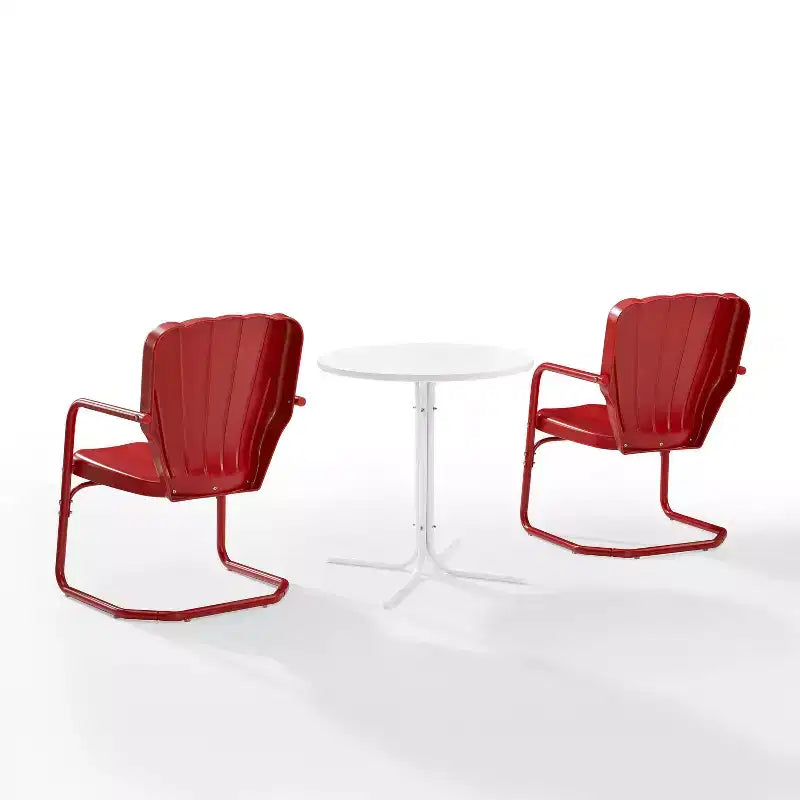 Ridgeland 3pc Outdoor Bistro Set with Table & 2 Chairs - Red - Crosley