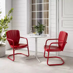 Ridgeland 3pc Outdoor Bistro Set with Table & 2 Chairs - Red - Crosley