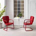 Ridgeland 3pc Outdoor Bistro Set with Table & 2 Chairs - Red - Crosley