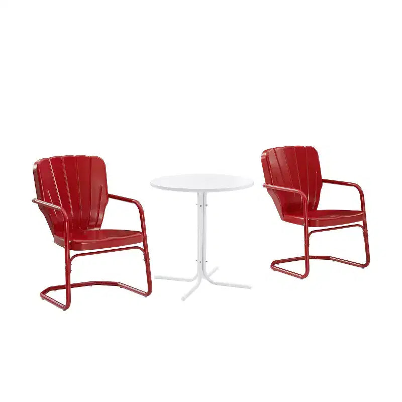 Ridgeland 3pc Outdoor Bistro Set with Table & 2 Chairs - Red - Crosley