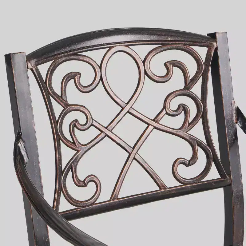 2pk Waterbury Aluminum Patio Barstools Copper - Christopher Knight Home: Traditional Scroll Design, Weather-Resistant
