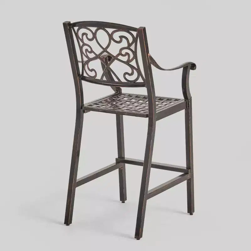 2pk Waterbury Aluminum Patio Barstools Copper - Christopher Knight Home: Traditional Scroll Design, Weather-Resistant