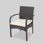 Lindy 3pc Acacia Wood and Wicker Bistro Set - Teak/Cream - Christopher Knight Home: Outdoor Furniture with Padded Chairs & Round Table