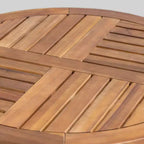 Lindy 3pc Acacia Wood and Wicker Bistro Set - Teak/Cream - Christopher Knight Home: Outdoor Furniture with Padded Chairs & Round Table