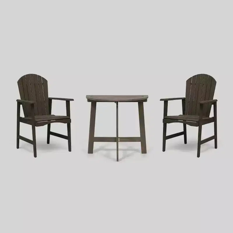 3pc Oso Acacia Wood Half-Round Patio Bistro Set Gray - Christopher Knight Home