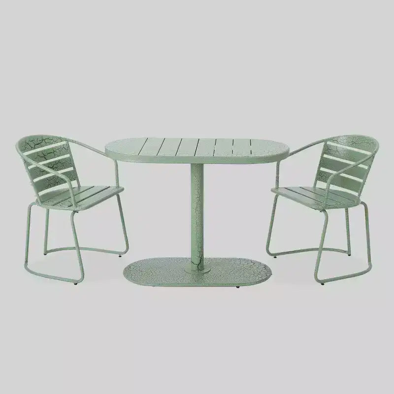 Santa Monica 3pc Iron Patio Bistro Set - Crackle Green - Christopher Knight Home: Weather-Resistant, 2-Seater Outdoor Dining Set