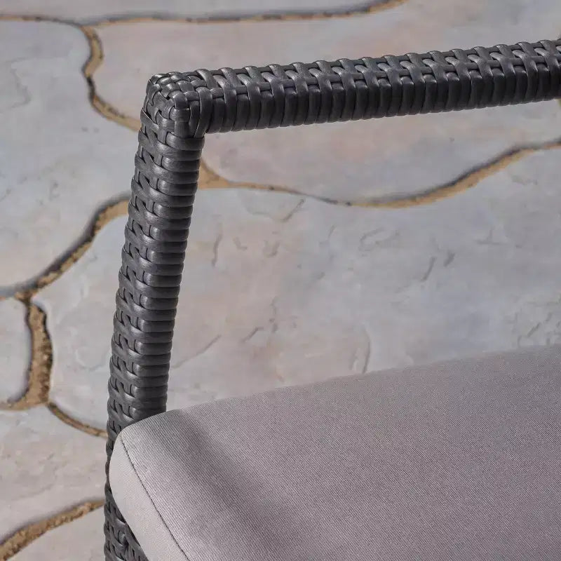 Kent 3pc Acacia Wood & Wicker Bistro Set - Gray - Christopher Knight Home: Outdoor Furniture with Iron Hardware