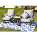 3pc Bistro Steel Patio Dining Set with Arm Chairs - Gray - Lokatse: Outdoor Conversation Set, Removable Cushions