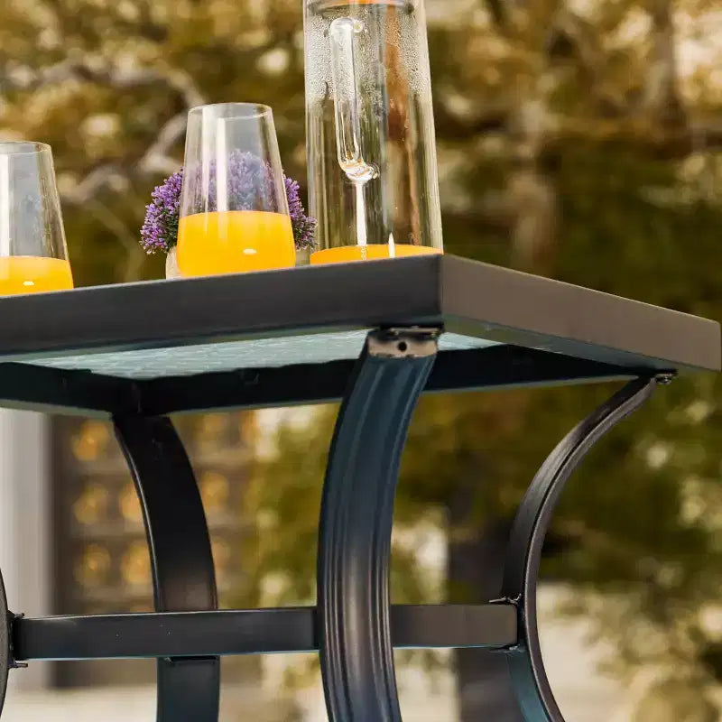 3pc Bistro Steel Patio Dining Set with Arm Chairs - Gray - Lokatse: Outdoor Conversation Set, Removable Cushions