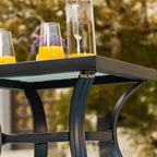 3pc Bistro Steel Patio Dining Set with Arm Chairs - Gray - Lokatse: Outdoor Conversation Set, Removable Cushions