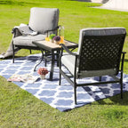 3pc Bistro Steel Patio Dining Set with Arm Chairs - Gray - Lokatse: Outdoor Conversation Set, Removable Cushions