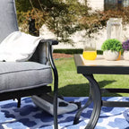 3pc Bistro Steel Patio Dining Set with Arm Chairs - Gray - Lokatse: Outdoor Conversation Set, Removable Cushions
