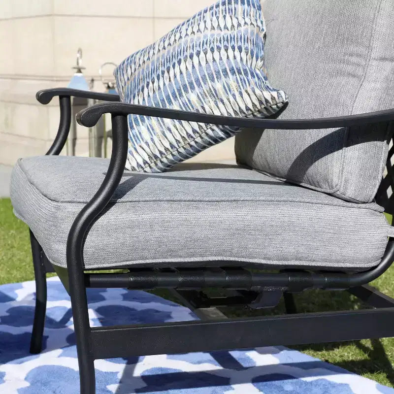 3pc Bistro Steel Patio Dining Set with Arm Chairs - Gray - Lokatse: Outdoor Conversation Set, Removable Cushions