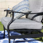 3pc Bistro Steel Patio Dining Set with Arm Chairs - Gray - Lokatse: Outdoor Conversation Set, Removable Cushions