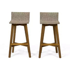 2pk La Brea Acacia Wood & Wicker Patio Barstools Brown / Teak - Christopher Knight Home