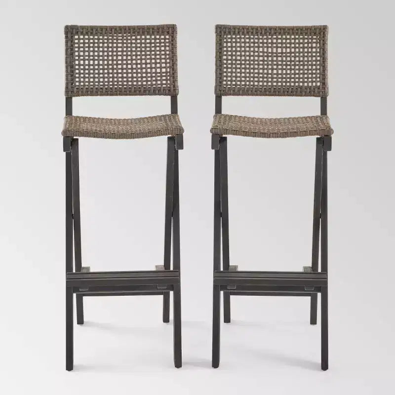 Polaris 2pk Acacia Wood Folding Barstools Dark Gray - Christopher Knight Home
