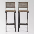 Polaris 2pk Acacia Wood Folding Barstools Dark Gray - Christopher Knight Home