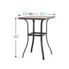 3pc Swivel Bar Stools & Table - Brown - Captiva Designs: Outdoor High Back Patio Set with Armrests