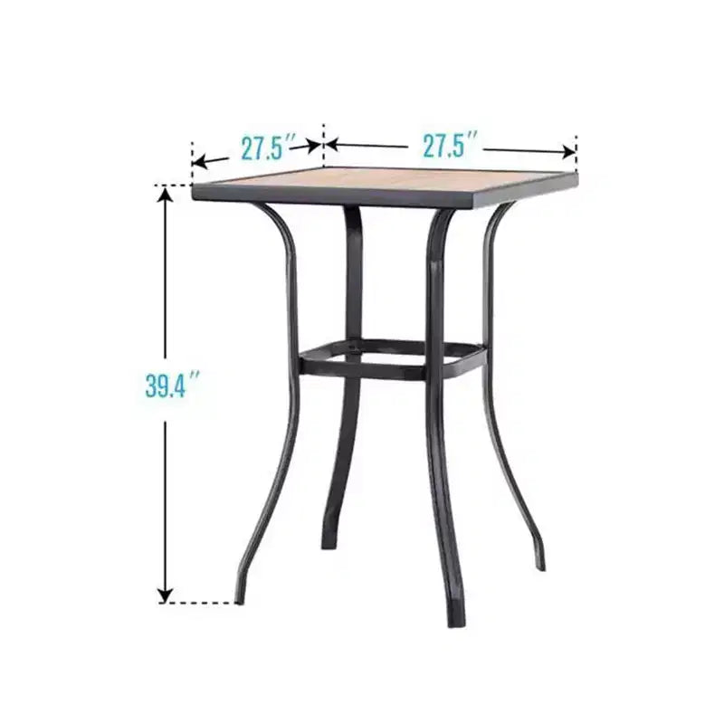 3pc Swivel Bar Stools & Table - Brown - Captiva Designs: Outdoor High Back Patio Set with Armrests