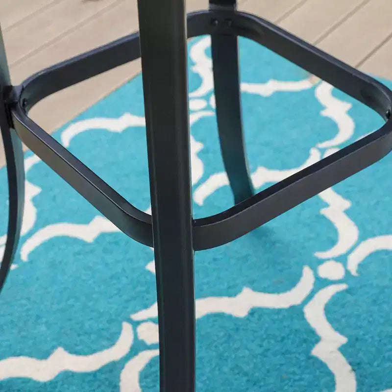 3pc Swivel Bar Stools & Table - Brown - Captiva Designs: Outdoor High Back Patio Set with Armrests