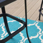 3pc Swivel Bar Stools & Table - Brown - Captiva Designs: Outdoor High Back Patio Set with Armrests