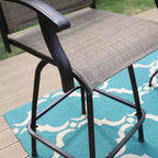3pc Swivel Bar Stools & Table - Brown - Captiva Designs: Outdoor High Back Patio Set with Armrests