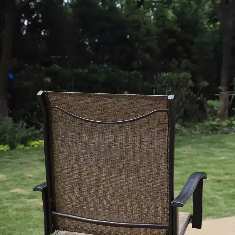 3pc Swivel Bar Stools & Table - Brown - Captiva Designs: Outdoor High Back Patio Set with Armrests