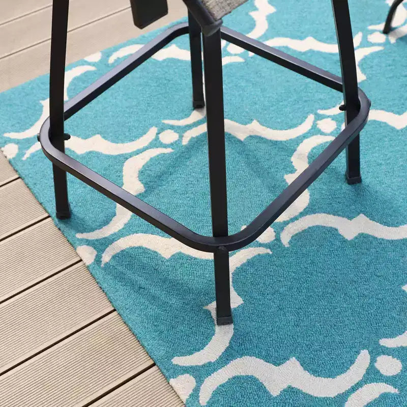 3pc Swivel Bar Stools & Table - Brown - Captiva Designs: Outdoor High Back Patio Set with Armrests