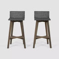 2pk La Brea Acacia Wood & Wicker Patio Barstools Gray - Christopher Knight Home