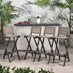 Polaris 4pk Acacia Wood Folding Barstools Dark Gray - Christopher Knight Home: Weather-Resistant Patio Seating