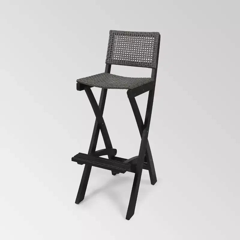 Polaris 4pk Acacia Wood Folding Barstools Dark Gray - Christopher Knight Home: Weather-Resistant Patio Seating