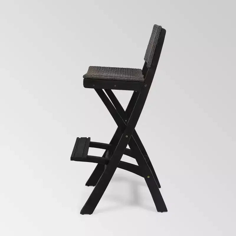 Polaris 4pk Acacia Wood Folding Barstools Dark Gray - Christopher Knight Home: Weather-Resistant Patio Seating