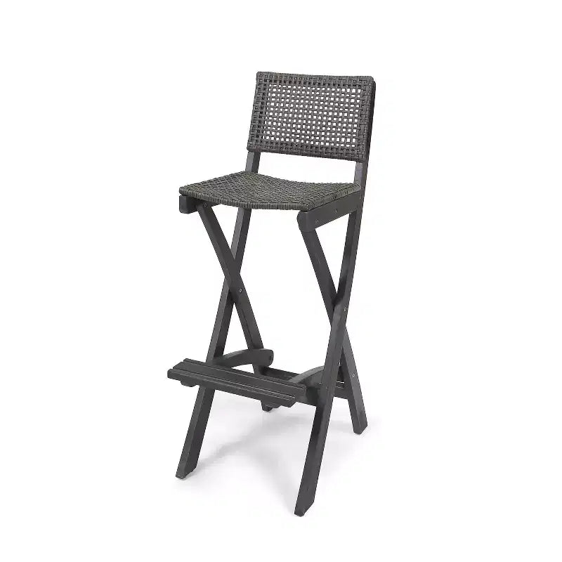 Polaris 4pk Acacia Wood Folding Barstools Dark Gray - Christopher Knight Home: Weather-Resistant Patio Seating
