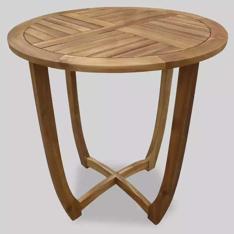 Ellie 3pc Acacia Wood Wicker Bistro Set - Brown/Beige - Christopher Knight Home: Weather-Resistant with Polyester Cushions