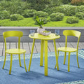 Barbados 3pc Iron Bistro Set - Matte Lime Green - Christopher Knight Home: Weather-Resistant Outdoor Dining Furniture Set